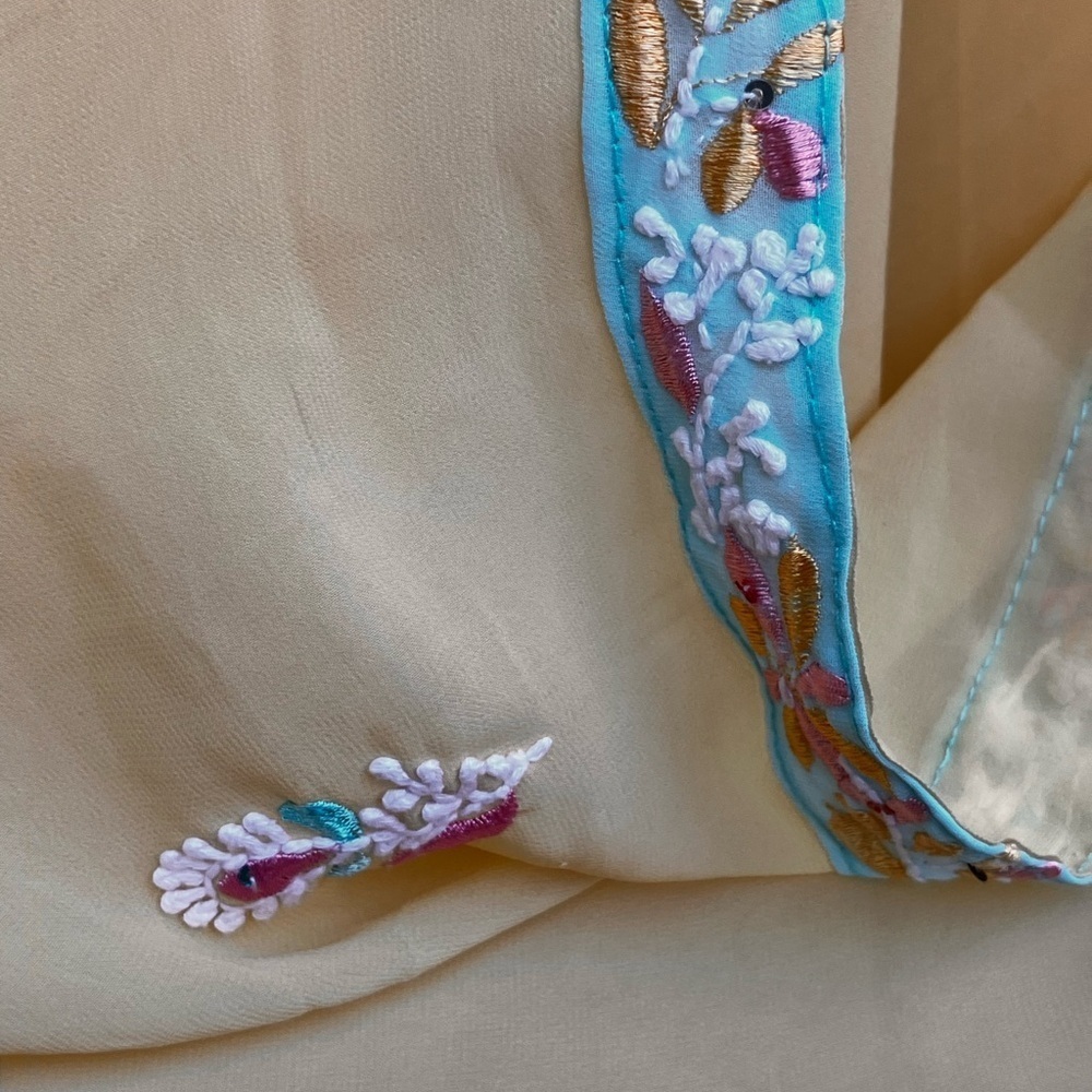 India wrap with border, embroidered front panel, lots of fabric for saree - Picture 3 of 6